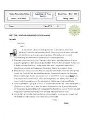 English Worksheet: End-of -term test1  for the 8th form 