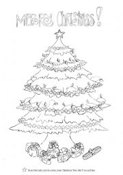 English Worksheet: Christmas Tree and Maths