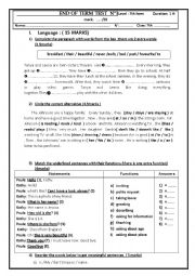 English Worksheet: 7th form end of term exam 1