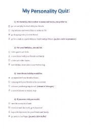 English Worksheet: My personality test