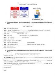 English Worksheet: Present simple present continuous
