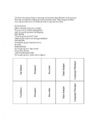 English Worksheet: Roles for group work