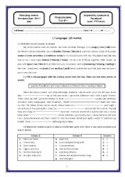 English Worksheet: Comprehensive Test