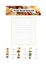 English Worksheet: Food Word Search