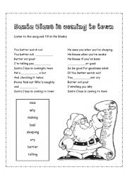 English Worksheet: Santa Claus is coming to town