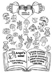 English Worksheet: Angel is cooking