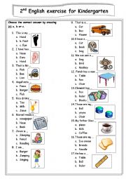 2nd english test for kindegarten