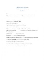 English Worksheet: Can you speak English? Level test