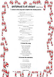 English Worksheet: ***Christmas is all around***- Billy Mack 