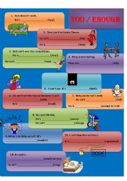 English Worksheet: too / enough