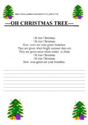 English Worksheet: Oh Christmas Tree