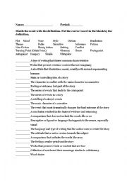 English Worksheet: Freshman English First Semester Review