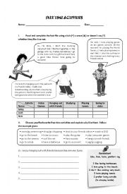 English Worksheet: Likes and dislikes followed by ing