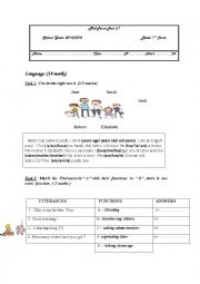 English Worksheet: mid term test n1 for 7th form / Tunisian program