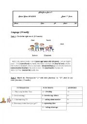 mid term test n1 for 7th form / Tunisian program