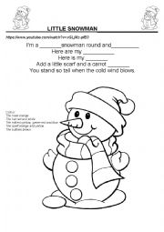 English Worksheet: little snowman