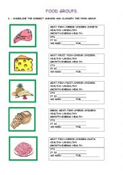 English Worksheet: FOOD GROUPS