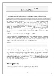 English Worksheet: Review for 3rd form