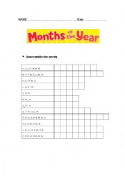 English Worksheet: Months of the year