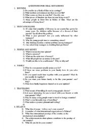 English Worksheet: Questions for oral situations