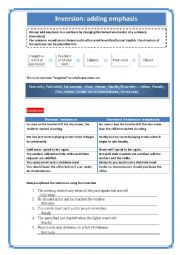 English Worksheet: Inversion: adding emphasis