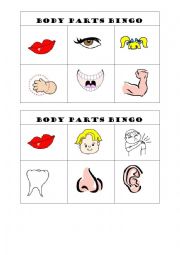 body parts bingo