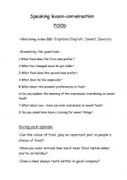 English Worksheet: Speaking about food preferences