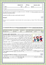 English Worksheet: Test- YOUTH MOBILITY/STUDYING ABROAD/LEARNING ENGLISH