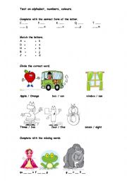 English Worksheet: test on alphabet