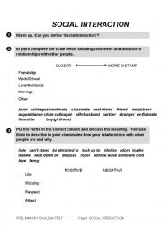 English Worksheet: SOCIAL INTERACTION for PET (Preliminary English Test)