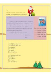 English Worksheet: Reading Comprehension (Letter) II