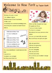 English Worksheet: Taylor Swift `Welcome to New York` 