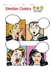 English Worksheet: Emotions and Feelings: Make Your Own Comic