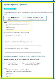 English Worksheet: Reported (Indirect) Speech _Reporting Questions