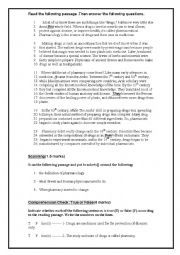 English Worksheet: science reading comprehension test