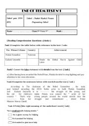 English Worksheet: Grade nine full term test number 1 , 