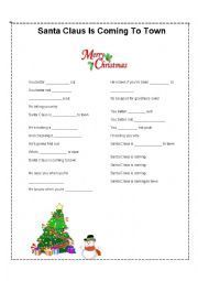 English Worksheet: santa claus is coming to town