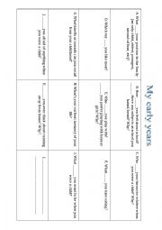 English Worksheet: Past Simple - was/were or did + speaking about childhood