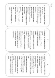 English Worksheet: REPORTED SPEECH - speaking + game for comprehension (blockbuster game)