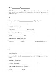 English Worksheet: Pairs running dictation