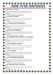 English Worksheet: verbt to be sentences