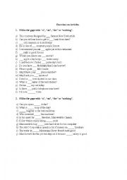 English Worksheet: Articles