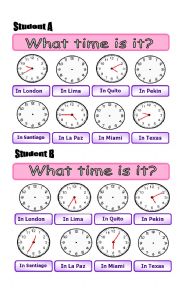 English Worksheet: What time is it?