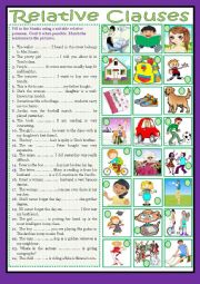 English Worksheet: RELATIVE CLAUSES