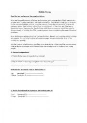 English Worksheet: Reading (British culture