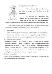 English Worksheet: Grandpa is better than television