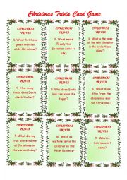 English Worksheet: Christmas Trivia Game