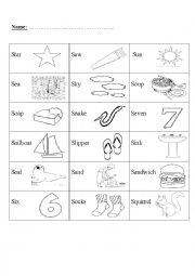 English Worksheet: phonics letter s