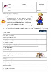 English Worksheet: TEST 5th. Form