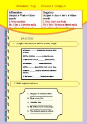 English Worksheet: Present Simple - Aff & Neg